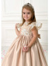 Feifei Sleeves Lace Pleated Satin New Flower Girl Dress